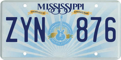 MS license plate ZYN876