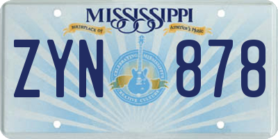 MS license plate ZYN878