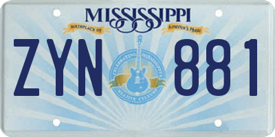 MS license plate ZYN881