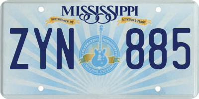 MS license plate ZYN885