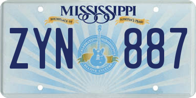 MS license plate ZYN887