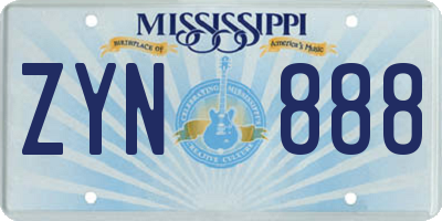 MS license plate ZYN888
