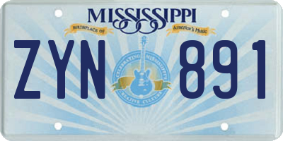 MS license plate ZYN891