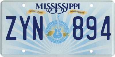 MS license plate ZYN894