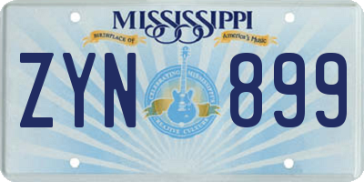 MS license plate ZYN899