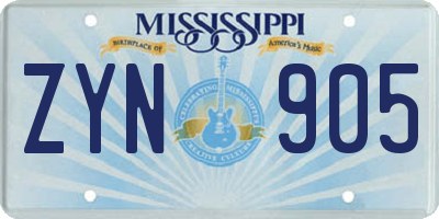 MS license plate ZYN905