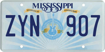 MS license plate ZYN907