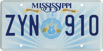 MS license plate ZYN910