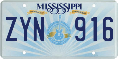 MS license plate ZYN916