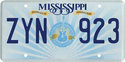 MS license plate ZYN923