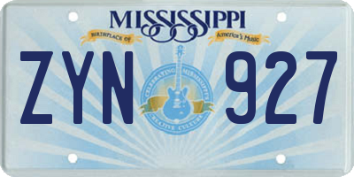 MS license plate ZYN927