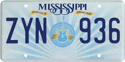 MS license plate ZYN936