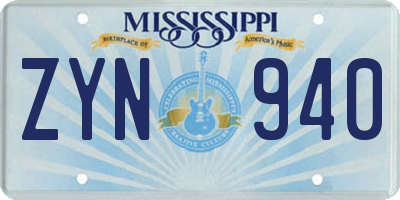 MS license plate ZYN940