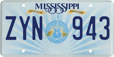 MS license plate ZYN943