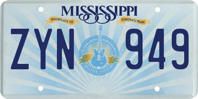 MS license plate ZYN949