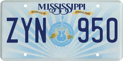 MS license plate ZYN950