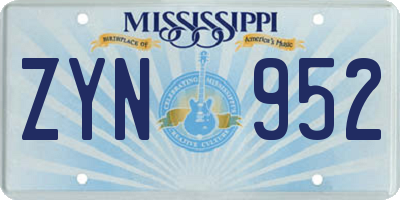 MS license plate ZYN952