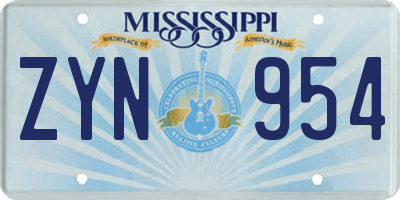 MS license plate ZYN954