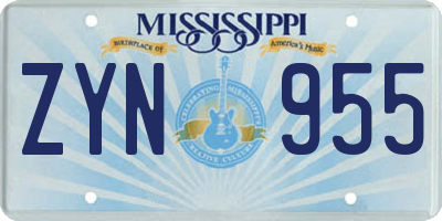 MS license plate ZYN955