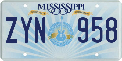 MS license plate ZYN958