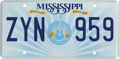MS license plate ZYN959