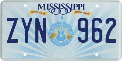 MS license plate ZYN962