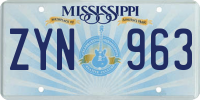 MS license plate ZYN963