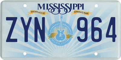MS license plate ZYN964