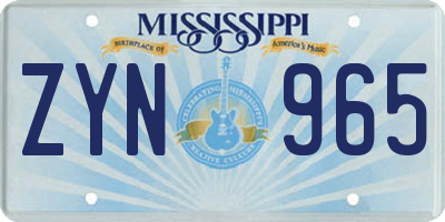 MS license plate ZYN965