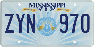 MS license plate ZYN970
