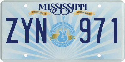 MS license plate ZYN971
