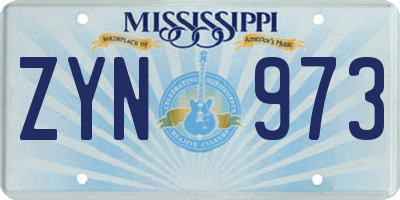 MS license plate ZYN973