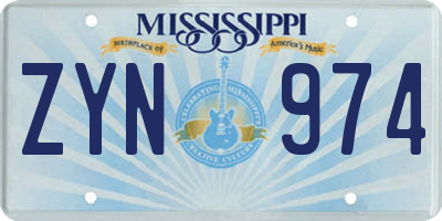MS license plate ZYN974
