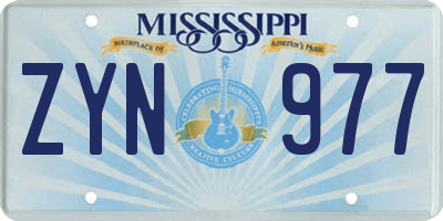 MS license plate ZYN977