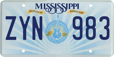MS license plate ZYN983