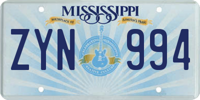 MS license plate ZYN994