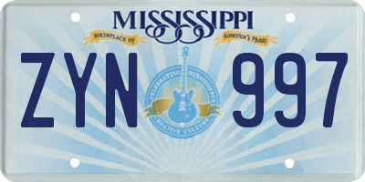 MS license plate ZYN997