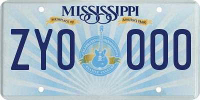 MS license plate ZYO000