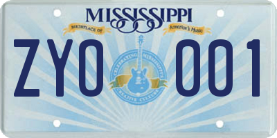 MS license plate ZYO001