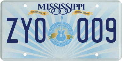 MS license plate ZYO009