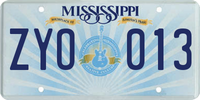MS license plate ZYO013