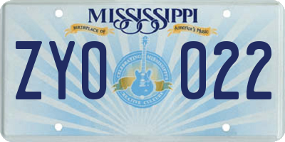 MS license plate ZYO022