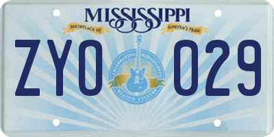 MS license plate ZYO029