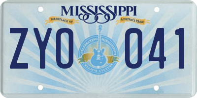 MS license plate ZYO041