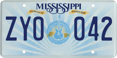 MS license plate ZYO042