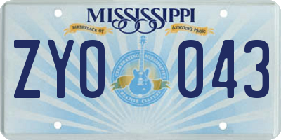 MS license plate ZYO043