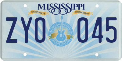 MS license plate ZYO045