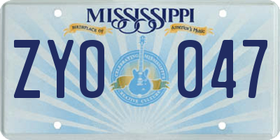 MS license plate ZYO047