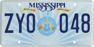 MS license plate ZYO048