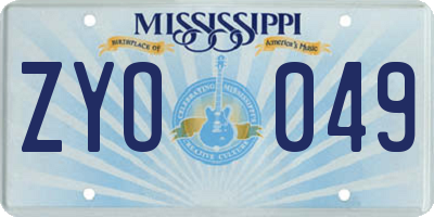 MS license plate ZYO049